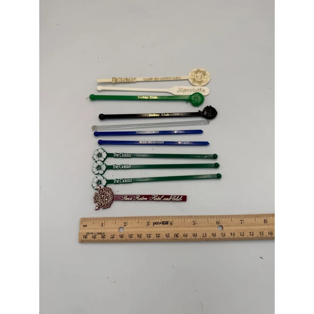 Vintage Hotel Swizzle Stick Lot The Cloister Boca Raton Jockey Club 11pc